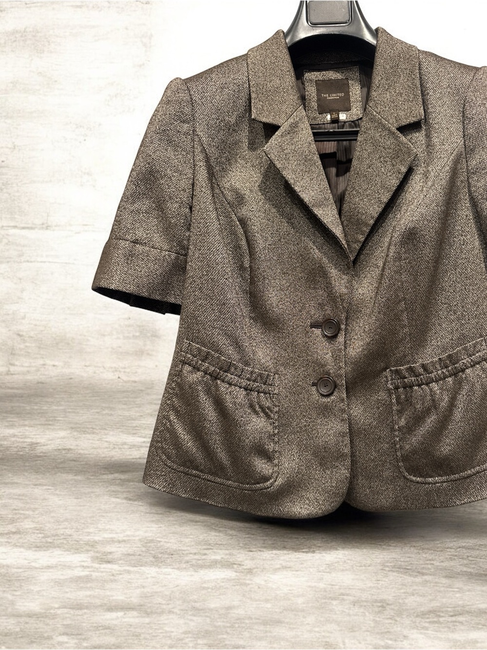 The Limited Short-Sleeve Blazer in Brown Tweed